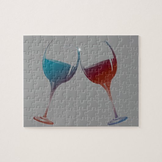 Klirrende Schein-Wein-Glas-Kunst Puzzle (Horizontal)