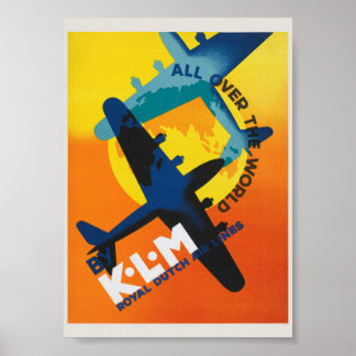 KLM All Over the World Vintage Poster 1930er Jahre