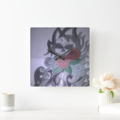 klok met print van tattoo ontwerp btje quadratische wanduhr (Zuhause)