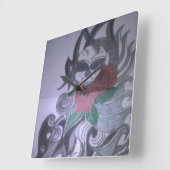 klok met print van tattoo ontwerp btje quadratische wanduhr (Winkel)