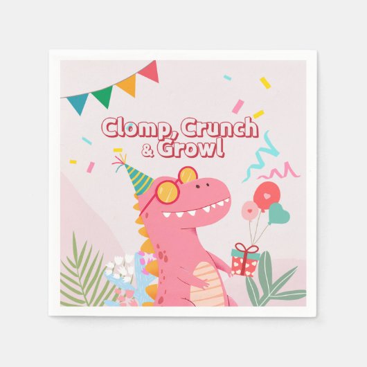 Klomp, Crunch & Growl! Dinosaur-Party Serviette (Vorderseite)