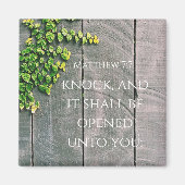 Klopfen und die Tür öffnet die Bibel Verse Magnet (Vorne)