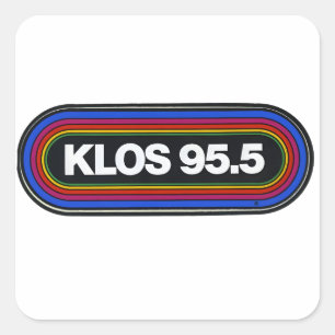 Klos FM-Radiosender Vintage Classic Rock Quadratischer Aufkleber