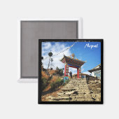 Kloster, Dorf in Karikola - Nepal Magnet (Vorderseite/Rückseite)