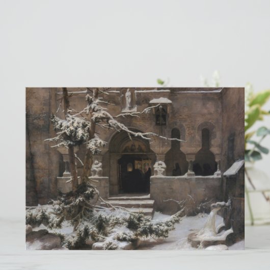 Kloster im Winterschnee (von Karl Lessing) Karte (Stehend Vorderseite)
