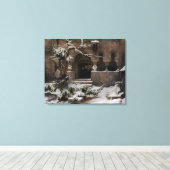 Kloster im Winterschnee (von Karl Lessing) Leinwanddruck (Insitu (Holzboden))