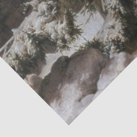 Kloster im Winterschnee (von Karl Lessing) Seidenpapier (Ausschnitt)