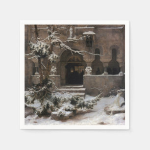 Kloster im Winterschnee (von Karl Lessing) Serviette