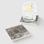 Kloster im Winterschnee (von Karl Lessing) Steinuntersetzer (Seitenansicht)