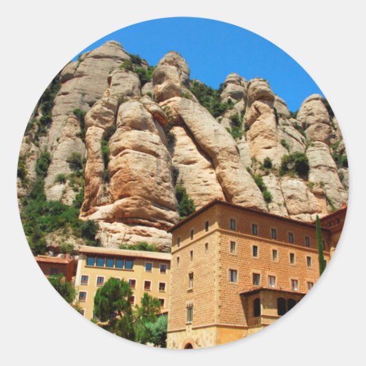 Kloster Montserrat, Katalonien, Spanien Runder Aufkleber (Vorderseite)