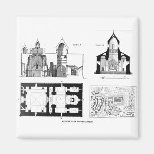 Kloster Saint Bartholomew Boden und Kreuzplan M Magnet