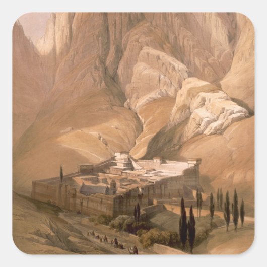 Kloster St. Catherine mit Horeb im Februar Quadratischer Aufkleber (Vorderseite)