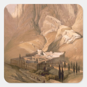 Kloster von St. Catherine mit Berg Horeb, Februar Quadratischer Aufkleber