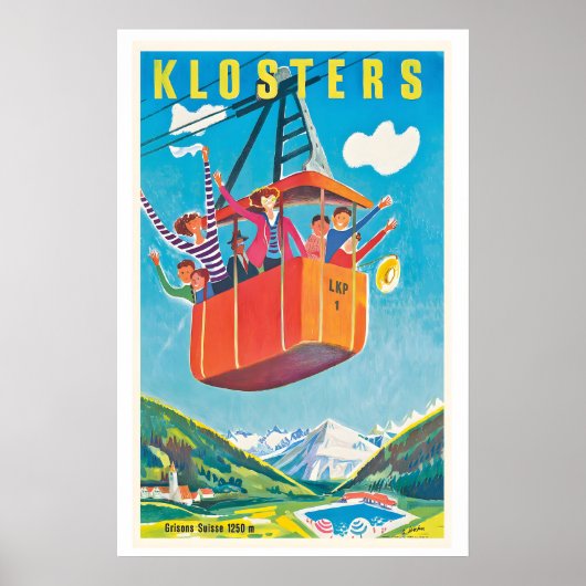 Klosters Grisons Switzerland Vintage Travel Poster (Vorne)