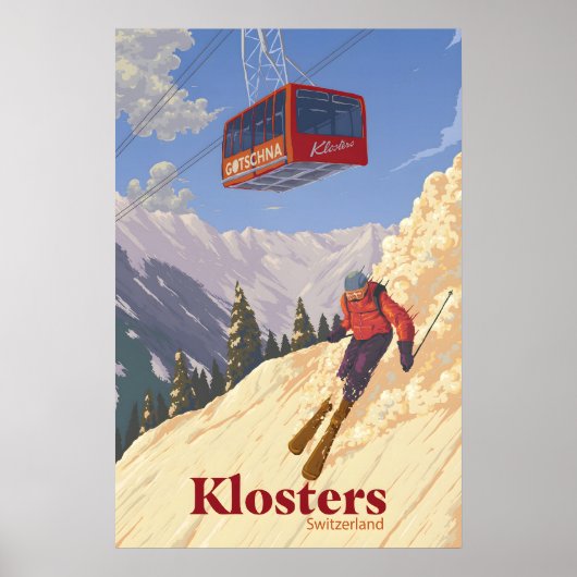 Klosters Schweiz Skigebiet Reiseplakat Poster (Vorne)