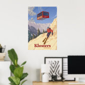 Klosters Schweiz Skigebiet Reiseplakat Poster (Heimbüro)