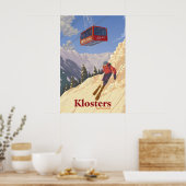 Klosters Schweiz Skigebiet Reiseplakat Poster (Küche)