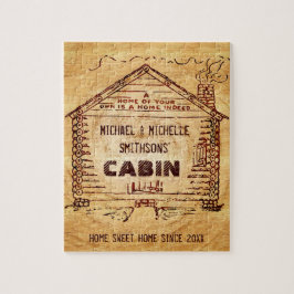 Klotz-Kabinen-personalisiertes NamensImitat-Holz Puzzle