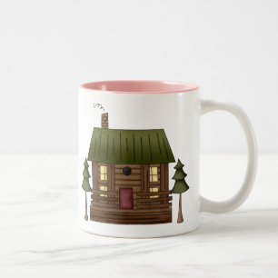 Klotz-Kabinen-Zuhause Zweifarbige Tasse