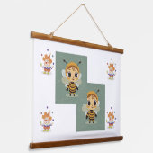 Klovnen og bien wandteppich mit holzrahmen (Gewinkelt)