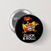 Kluck and Roll Funny Chicken Puff Dark BG Button (Vorne & Hinten)