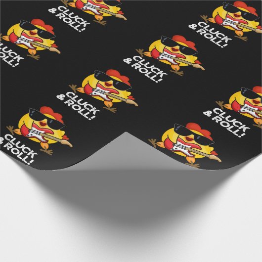 Kluck and Roll Funny Chicken Puff Dark BG Geschenkpapier (Ecke)