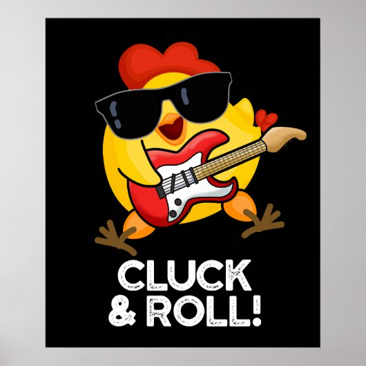 Kluck and Roll Funny Chicken Puff Dark BG Poster (Vorne)