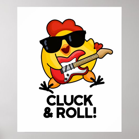 Kluck and Roll Funny Rock'n'Roll Chicken Puff Poster (Vorne)