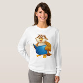 Kluge Eule liest Buch T-Shirt (Vorne ganz)