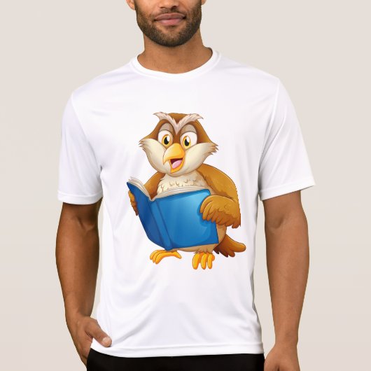 Kluge Eule liest Buch T-Shirt (Vorderseite)