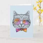 Kluge Miezekatze Kat Karte (Gelbe Blume)