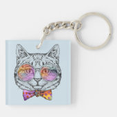 Kluge Miezekatze Kat Schlüsselanhänger (Rückseite)