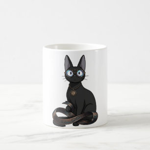 Kluge schwarze Katze mit Brille und Unendlichkeit- Kaffeetasse