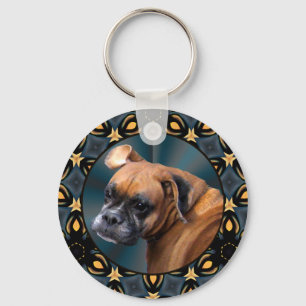 Kluger alter Boxer-Hund Keychain Schlüsselanhänger
