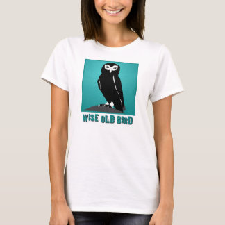 Kluger alter Vogel-T - Shirt - Eule in aquamarinem