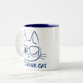 KLUGER CAT (blau) Zweifarbige Tasse (Vorderseite Links)