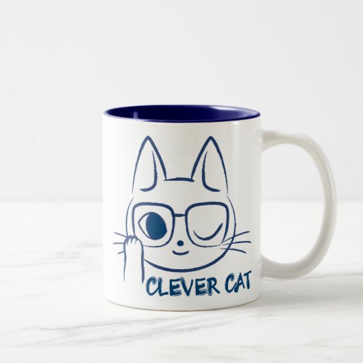 KLUGER CAT (blau) Zweifarbige Tasse (Rechts)
