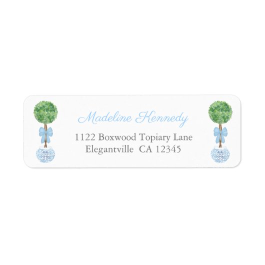 Kluger Topiary Baby Boy Taufe Rücksendeadresse (Vorne)