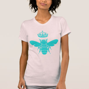 Kluges aquamarines Königin-Bienen-Logo T-Shirt