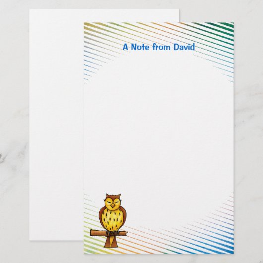 Kluges Eule Briefpapier (Vorne/Hinten)