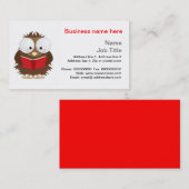 Kluges Eulenlesebuchbriefpapier Visitenkarte (Vorne/Hinten)