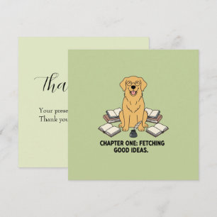 Kluges Golden Retriever-Welpen-Buch Grüner Dankesc Karte