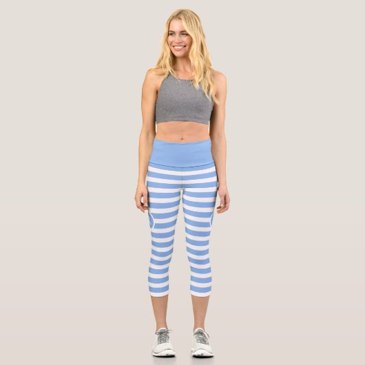 Kluges Monogramm gestreift Capri Leggings (Vorderseite)