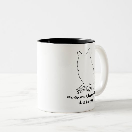 Klugheit der Geist-Tiereulen-Tassen-|, Vision, Zweifarbige Tasse (VorderseiteRechts)