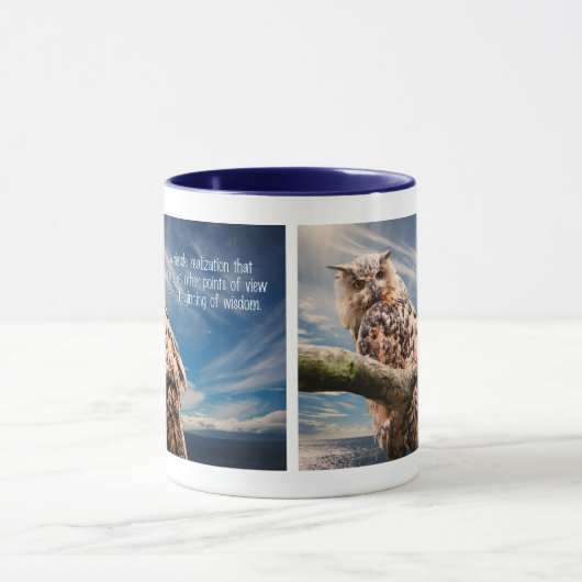 Klugheits-Zitat-Eulen-Tassen Tasse (Zentrum)