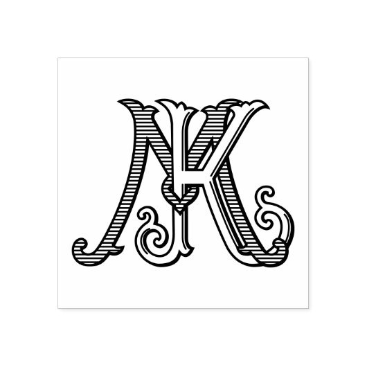 KM Initials MK Monogram Rubber Ink Stamp Wedding Gummistempel (Prägung)