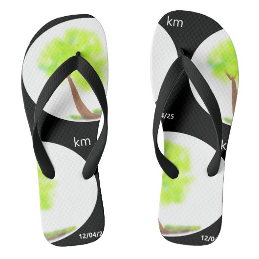 km tree painting flip flops badesandalen (Fußbett)