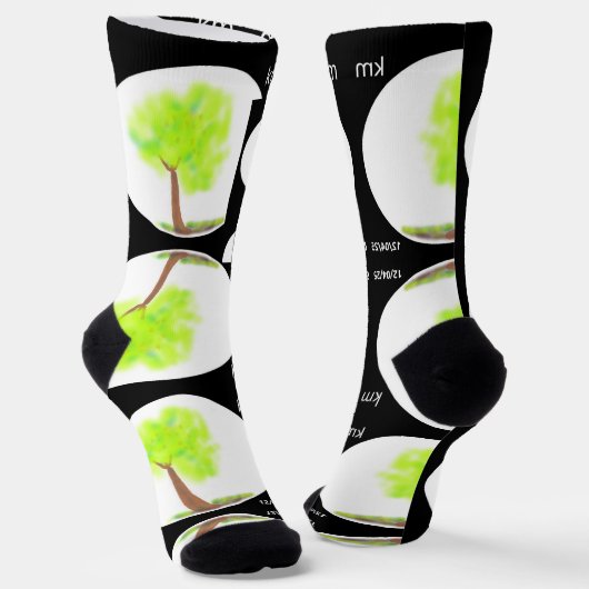 km tree painting socks socken (Gewinkelt)