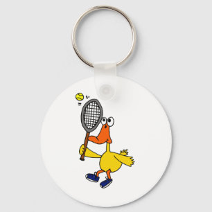 KN, lustige Ente, die Tennis spielt Schlüsselanhänger