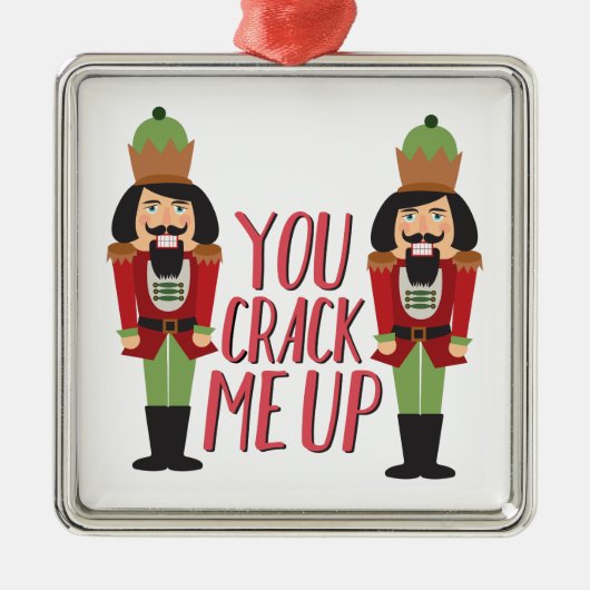 Knacken Sie mich oben Silbernes Ornament (Vorne)